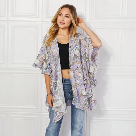 Free People Other - SOLD Boho Floral Kimono Ruffle Beach Coverup Cardigan